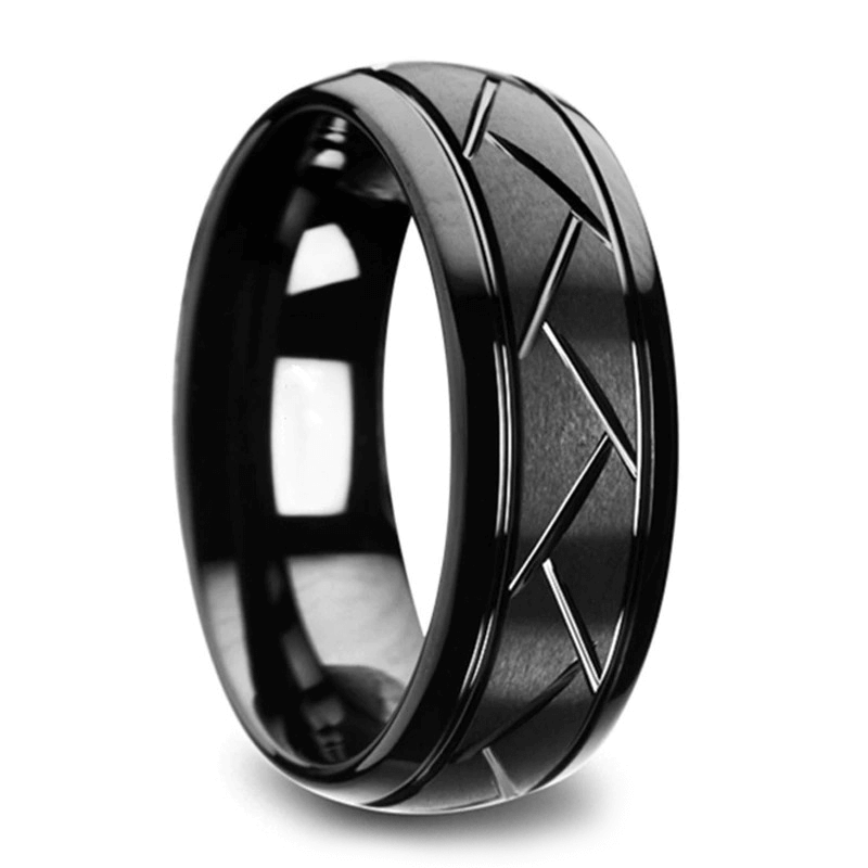 Metal Ring With Zigzag Pattern / and Rings in Black and Silver / Cool Jewelry