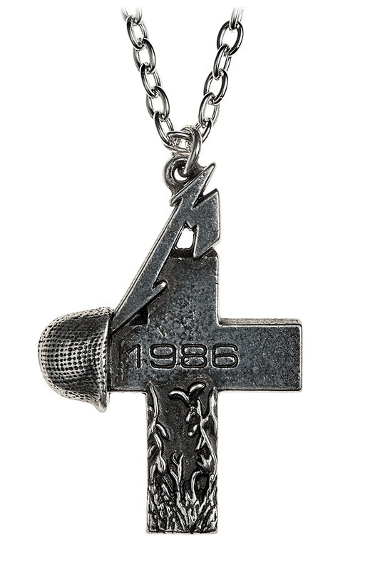 Metallica 1986 Cross Pendant With Helmet Detail