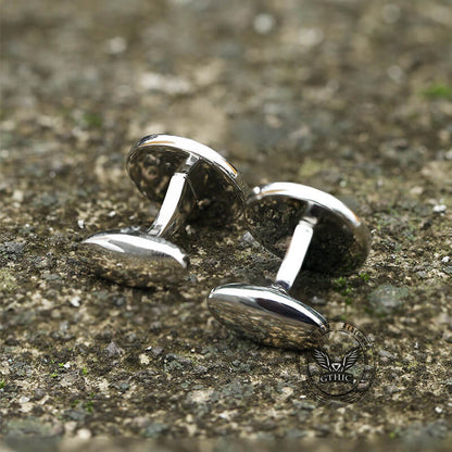 Minimalist Round Onyx Suit Brass Cufflinks