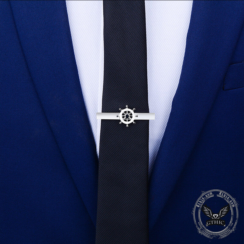 Minimalist Rudder Design Brass Tie Clip