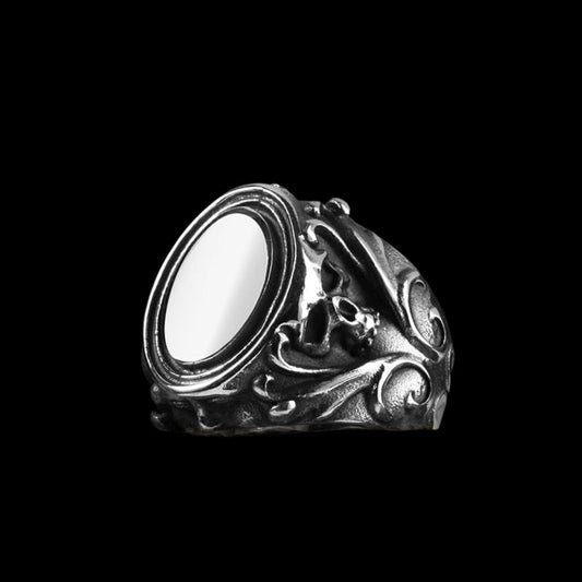 Mirror Gothic Pattern Skull Ring