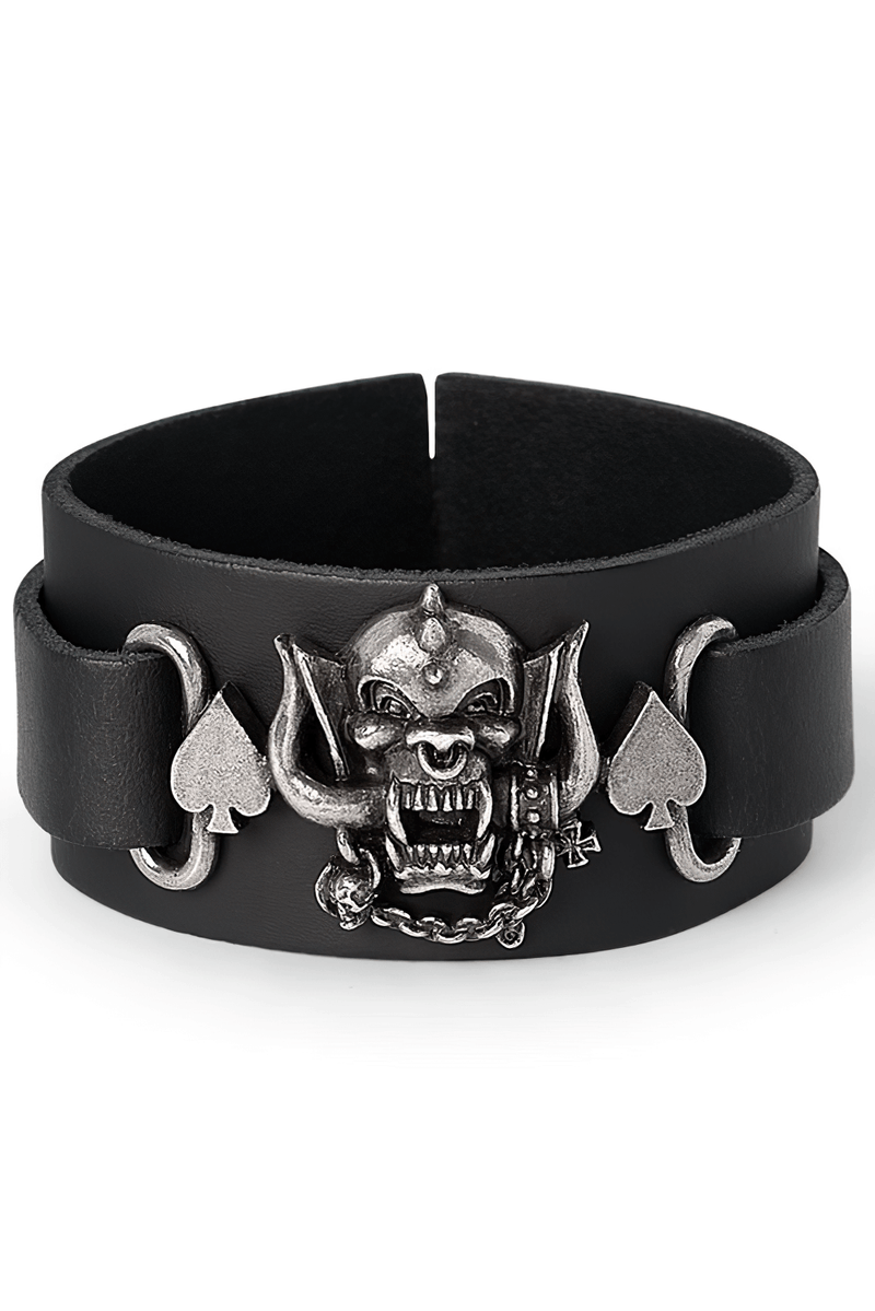 Motörhead Warpig Leather Bracelet With Spade Accents