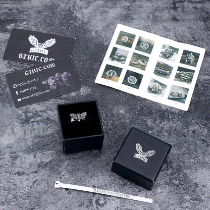Moth Skull Stainless Steel Animal Ring