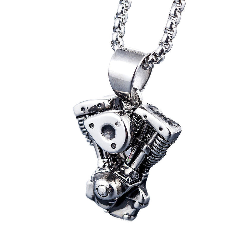 Motorcycle Engine Pendant / Biker Chain Necklace for and / Stainless Steel Jewelry