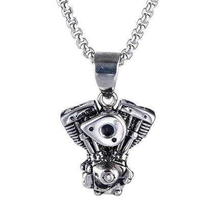 Motorcycle Engine Pendant / Biker Chain Necklace for and / Stainless Steel Jewelry