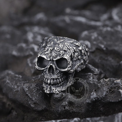 Multi Ghost Sterling Silver Skull Ring