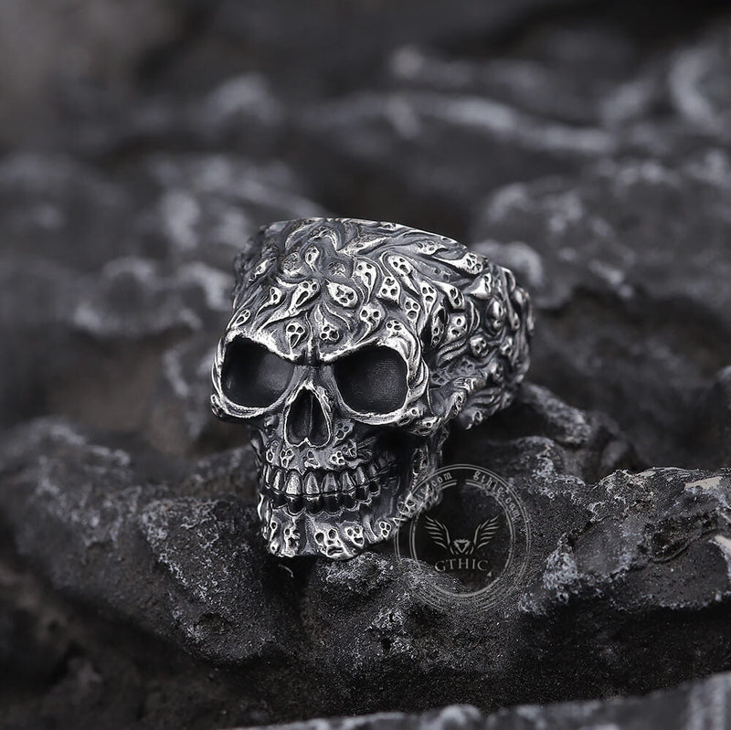 Multi Ghost Sterling Silver Skull Ring