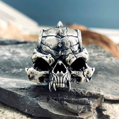 Mysterious Alien Sterling Silver Skull Ring