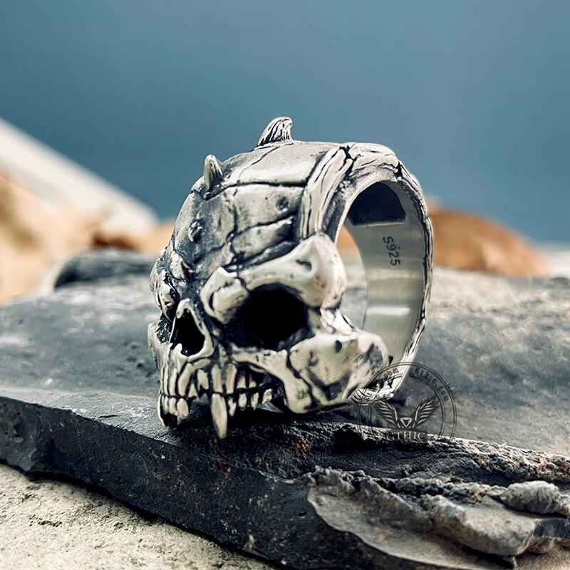 Mysterious Alien Sterling Silver Skull Ring