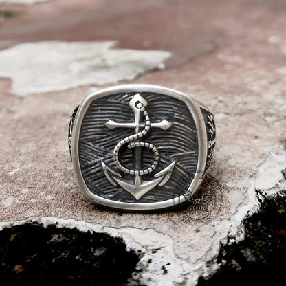 Navy Anchor Sterling Silver Marine Ring