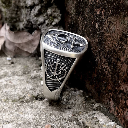 Navy Anchor Sterling Silver Marine Ring