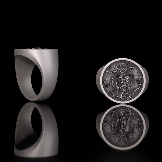 Night Owl Skull Sterling Silver Ring
