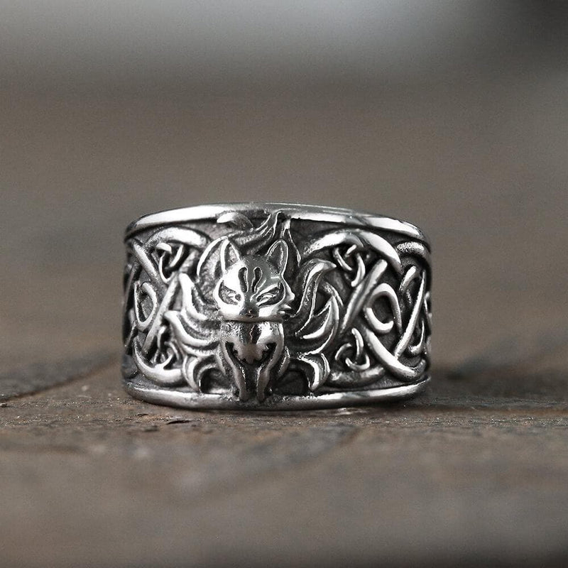 Nine-tailed Fox Celtic Knot Stainless Steel Ring