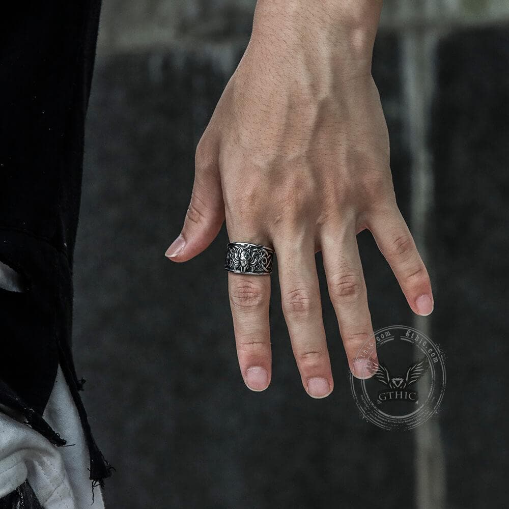 Nine-tailed Fox Celtic Knot Stainless Steel Ring