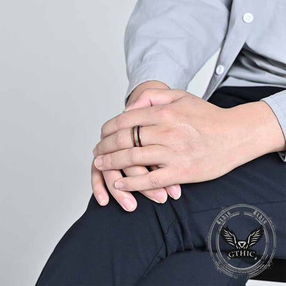 Nordic Celtic Knot Wood Grain Stainless Steel Ring