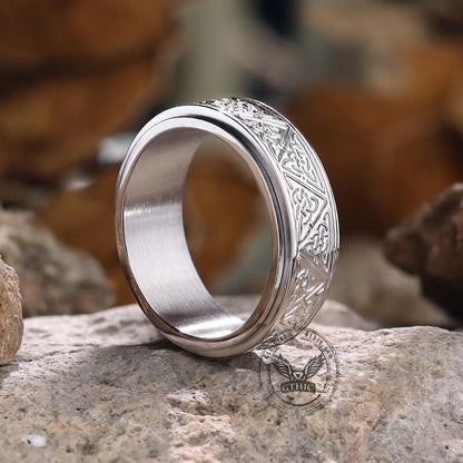 Nordic Celtic Triangle Knot Stainless Steel Spinner Ring