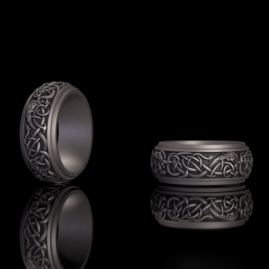 Nordic Dragon Sterling Silver Viking Spinner Ring