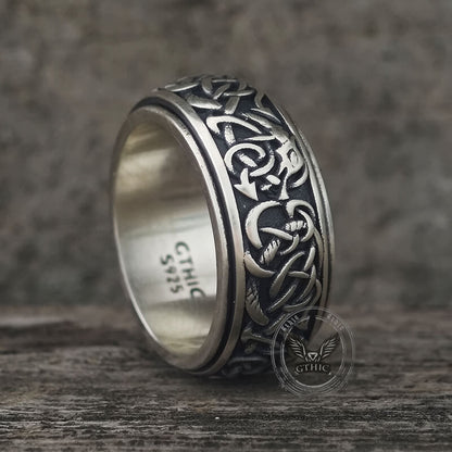 Nordic Dragon Sterling Silver Viking Spinner Ring