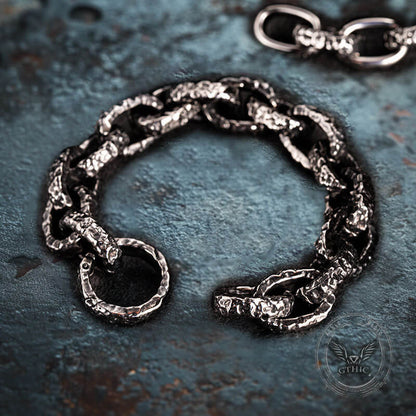 Nordic Hammered Rune Stainless Steel Viking Bracelet