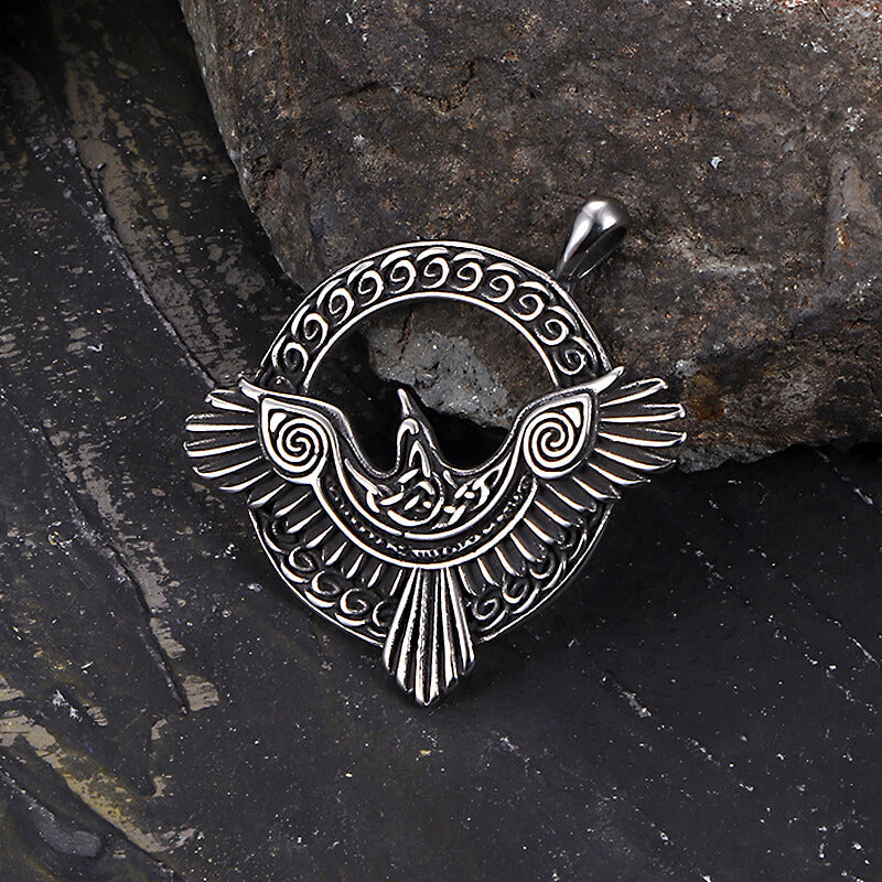 Nordic Odin Raven Stainless Steel Viking Pendant