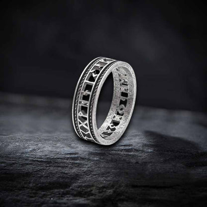Nordic Openwork Viking Runes Stainless Steel Ring