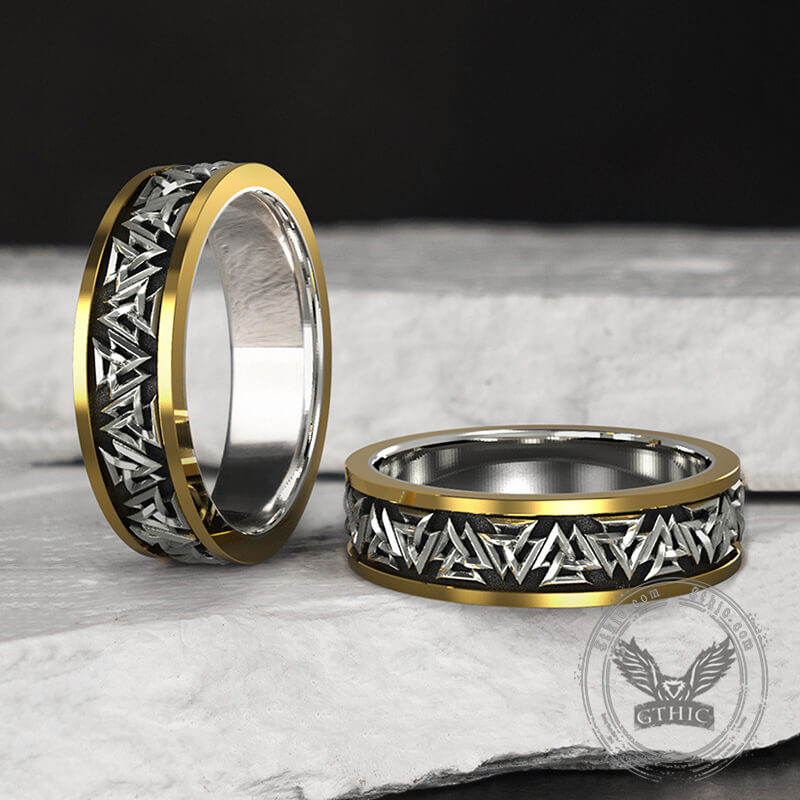 Nordic Valknut Sterling Silver Viking Ring