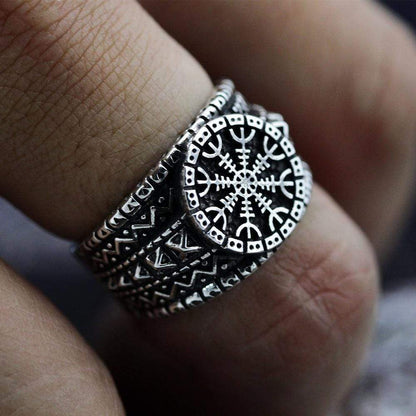 Norse Helm of Awe "aegishjalmr" Sterling Silver Viking Ring