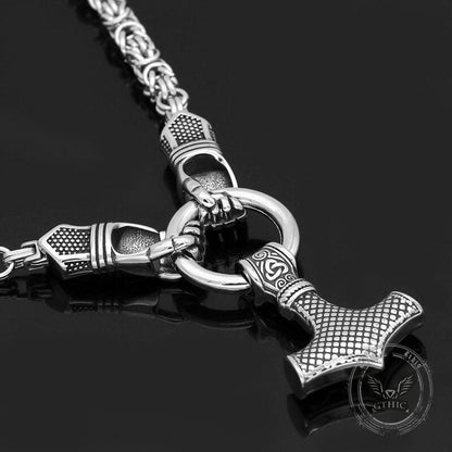 Norse Mjolnir Rune Sword Stainless Steel Viking Pendant