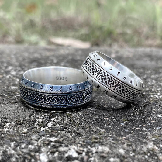 Norse Runes Celtic Knot Sterling Silver Viking Ring