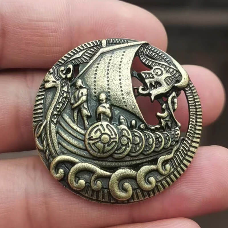 Norse Viking Longship Zinc Alloy Brooch