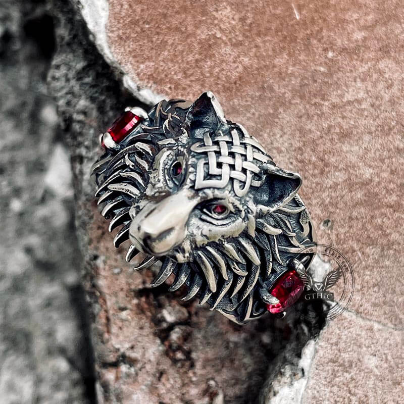 Norse Wolf Zircon Sterling Silver Viking Ring