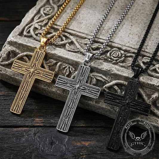 Octagonal Star Pattern Stainless Steel Cross Pendant