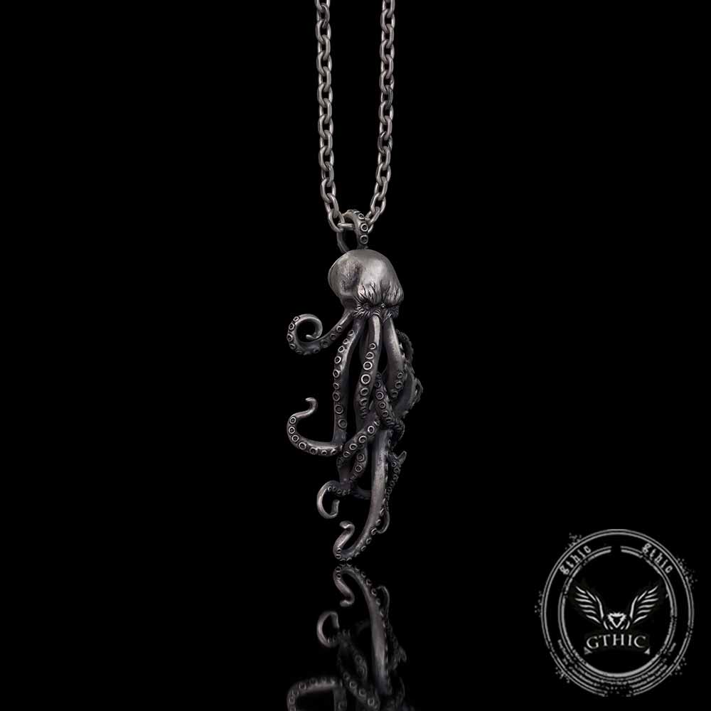 Octopus Skull Gothic Sterling Silver Pendant