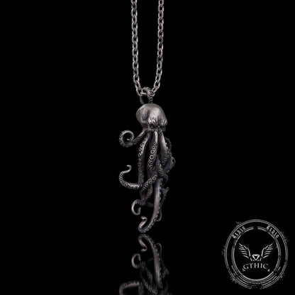 Octopus Skull Gothic Sterling Silver Pendant