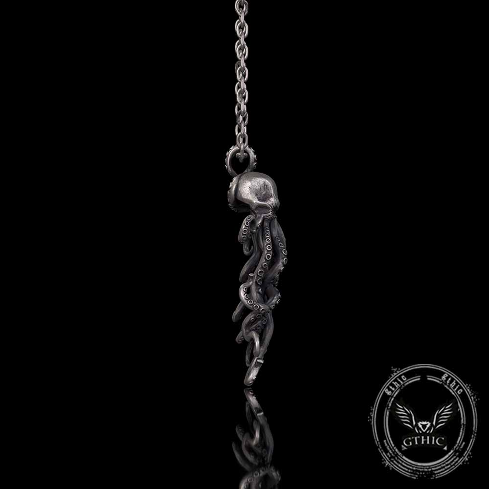 Octopus Skull Gothic Sterling Silver Pendant