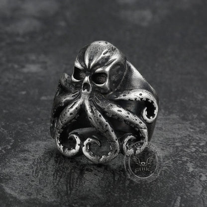 Octopus Skull Sterling Silver Animal Ring