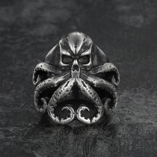 Octopus Skull Sterling Silver Animal Ring
