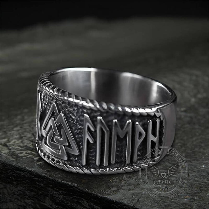 Odin Runes Valknut 316l Stainless Steel Viking Ring