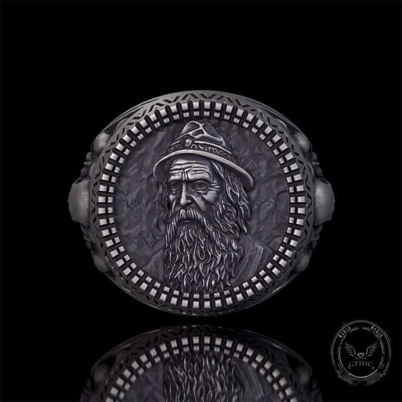 Odin Skull Feather Gothic Sterling Silver Ring