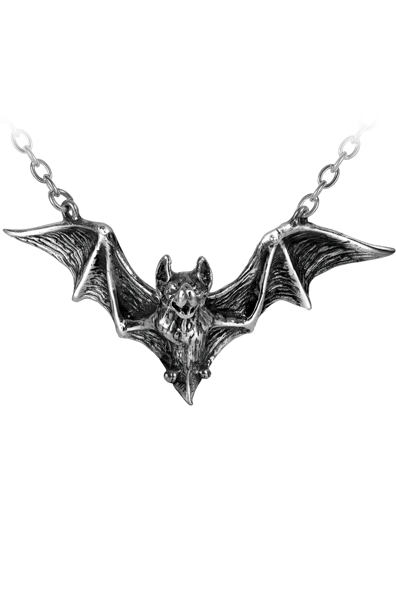 Om Strygia Pewter Bat Pendant With Raised Wings