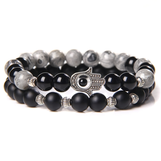 Onyx Stone Bracelet for and / Stylish Bangle of Beaded