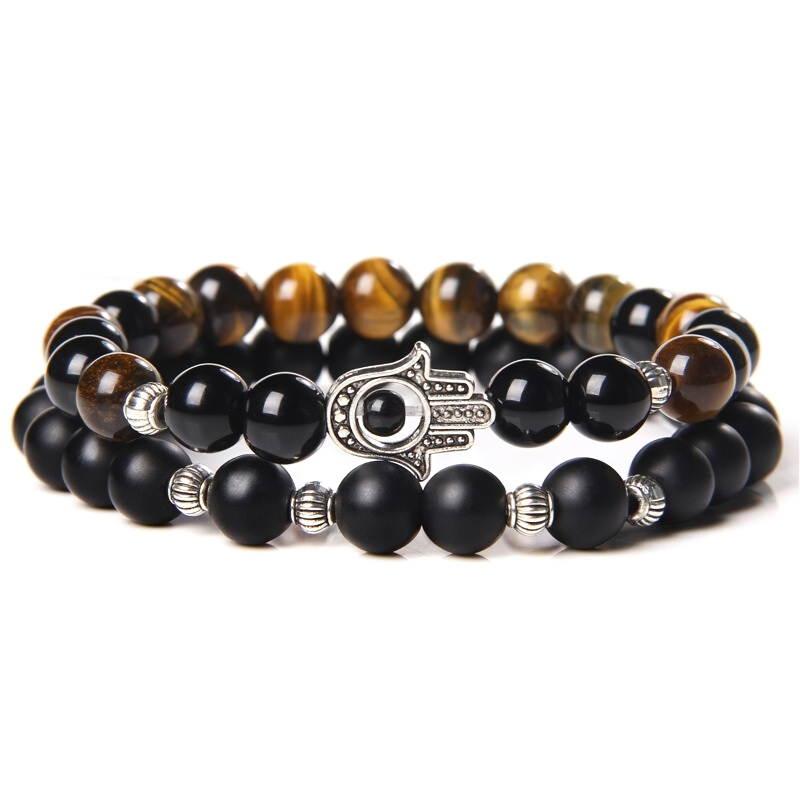 Onyx Stone Bracelet for and / Stylish Bangle of Beaded