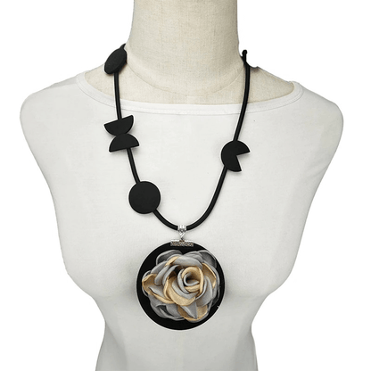 Original Flower Pendant Necklace / Gothic Accessories / Rubber Handmade Jewelry