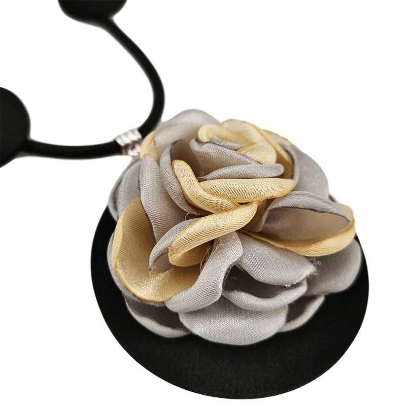 Original Flower Pendant Necklace / Gothic Accessories / Rubber Handmade Jewelry