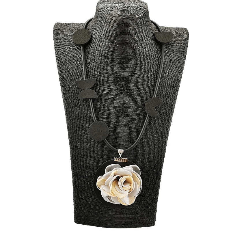 Original Flower Pendant Necklace / Gothic Accessories / Rubber Handmade Jewelry