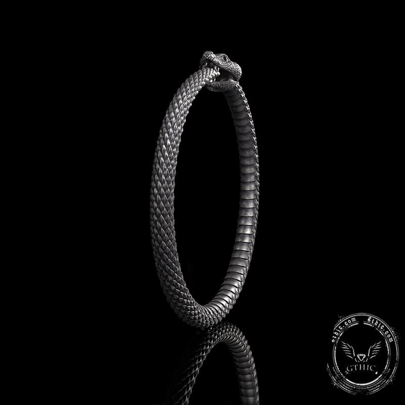 Ouroboros Symbol Sterling Silver Snake Bracelet