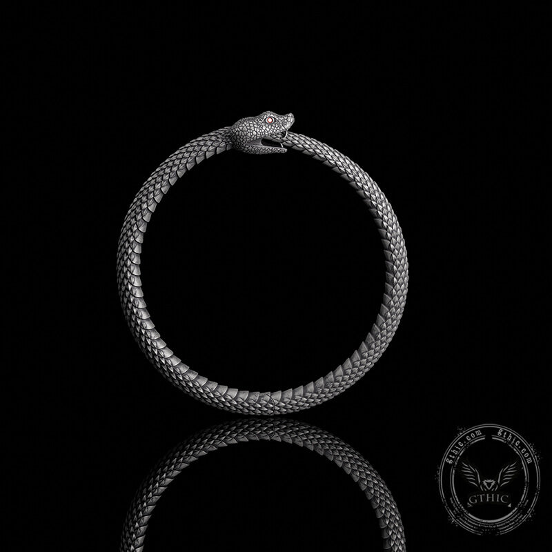 Ouroboros Symbol Sterling Silver Snake Bracelet