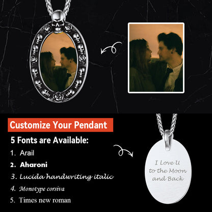 Personalized Photo Pendant Necklace With Skull for