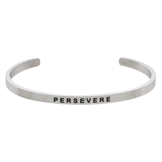 Stainless Steel "persevere" Inspirational Cuff Bracelet