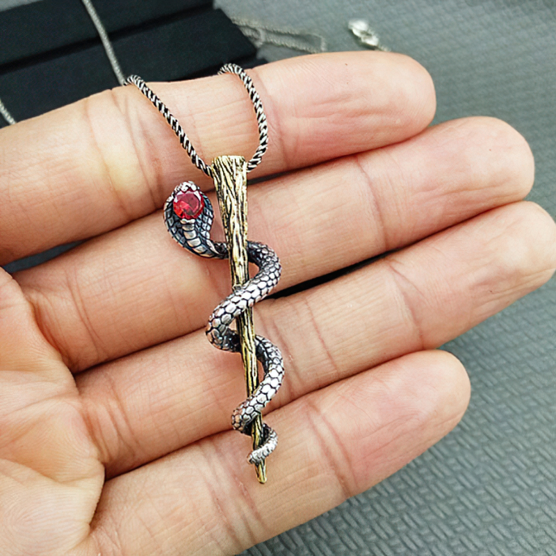Pendant With Cobra of Real S925 Sterling Silver / Alternative Jewerly